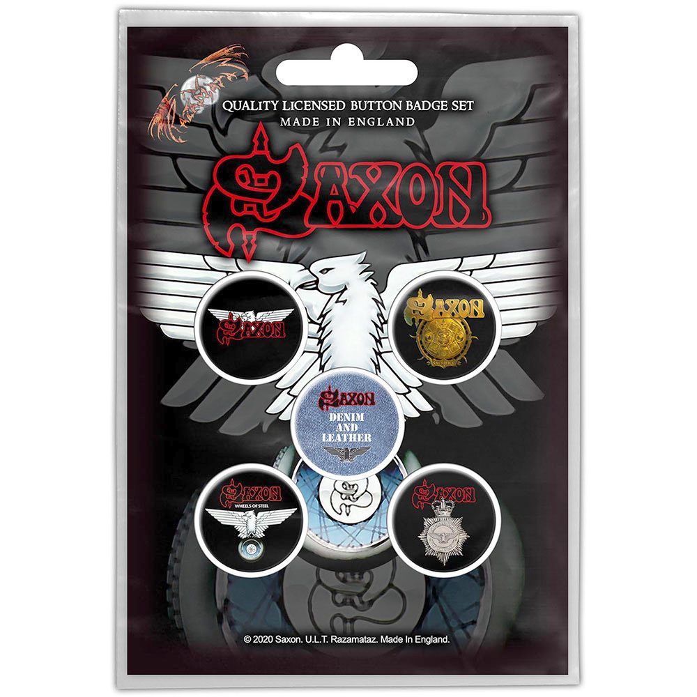 Saxon - Wheels Of Steel Badge/button - Set van 5 - Multicolours
